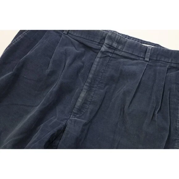 Vintage 70s Lands End Mens 40x32 Faded Wide Leg Corduroy Chino Pants Blue USA
